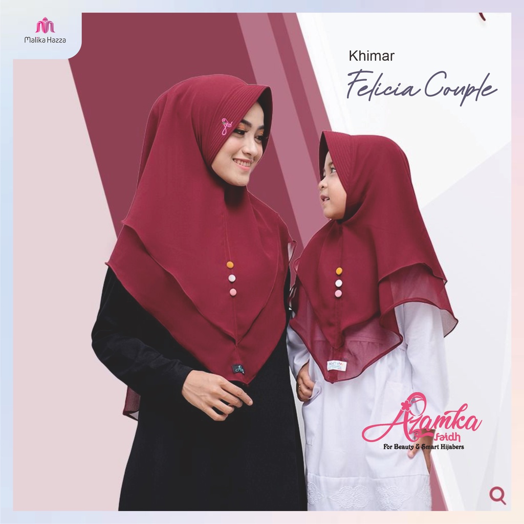 Khimar Couple Mom Kids Felicia By Azamka Hijab Ibu dan Anak Bahan Ceruty