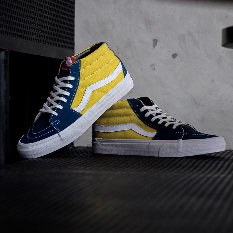 [SALE DEADSTOCK] V4NS SK8-MID RETRO SKATE SAILOR BLUE/YELLOW CLASSIC ORIGINAL 100%