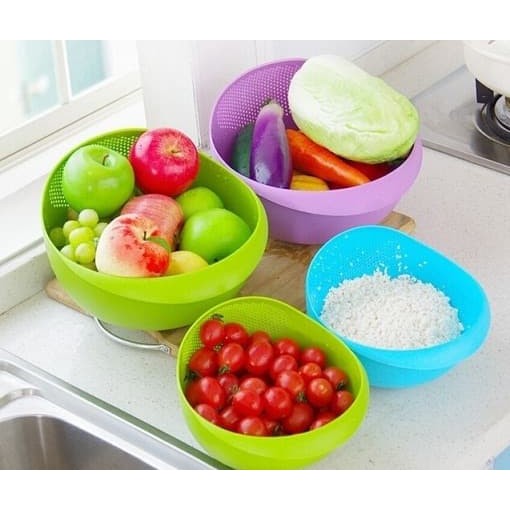 Wadah Cuci Beras Sayur Buah Serbaguna - Multifunction Bowl