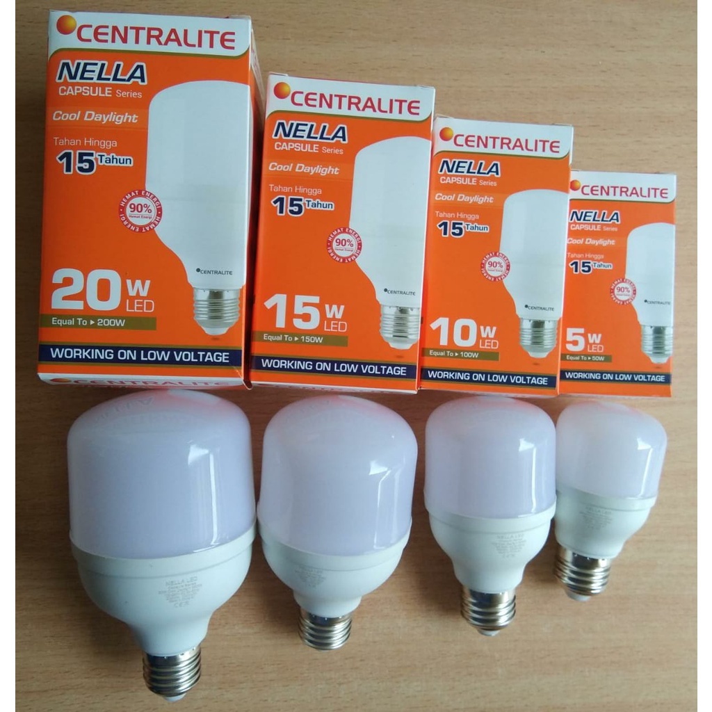 LED Tabung Centralite Nella Capsule Jumbo Series 5W/10W/15W/20W Coolday ( Putih ),LED Bohlam Hemat Energi Terang Putih nya Murah Berkualitas