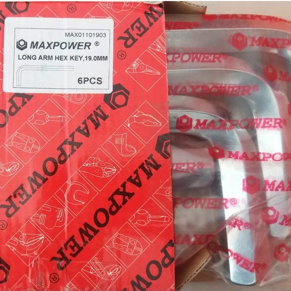 MAXPOWER LONG ARM HEX KEY 19 mm - KUNCI L MAXPOWER 19 MM