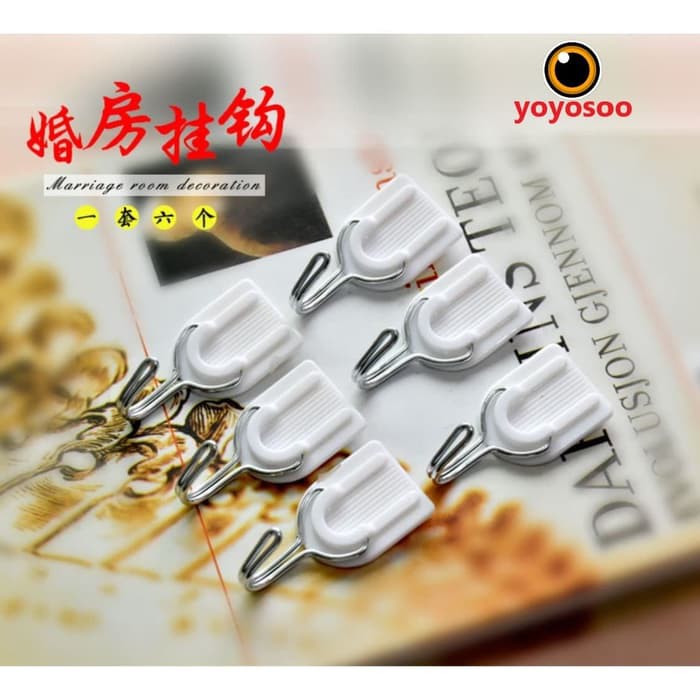 

Isi 6 pcs Gantungan Hook Kail Barang Baju Tempel Dinding