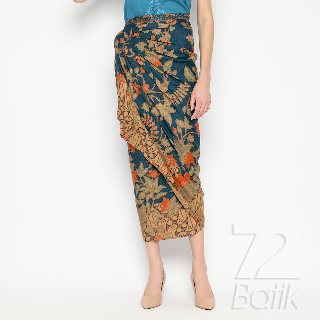 ROK BATIK SPAN Skirt Lilit Kebaya Instan Modern Wanita Motif Kembang Warna Biru 724007 Cap 72 - Rok Batik Lilit Bawahan Skirt Kamen Kebaya Songket Batik Panjang Plisket Span Instan Jadi Bali Lembaran Premium Modern Untuk Wanita Kondangan