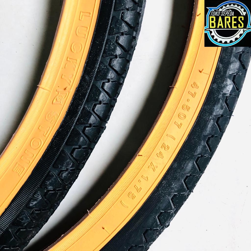 Ban Luar Sepeda MTB / Mini CTB Lucky Stone 24 x 1.75 Hitam Kuning