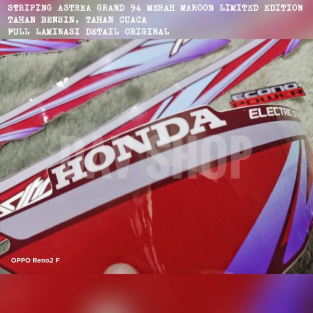 Striping Astrea Grand 94 1994 LE Limited Edition Merah Maroon Printing Full Laminasi Detail Original