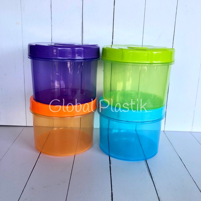 1 lusin - KECIL - Toples Kue Plastik Tutup Putar Drat - 800ml