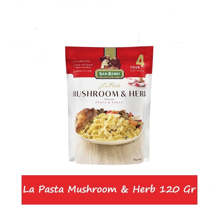 SAUCE &amp; PASTA SAN REMO MUSHROOM &amp; HERB LAPASTA 120GR JAMUR REMPAH