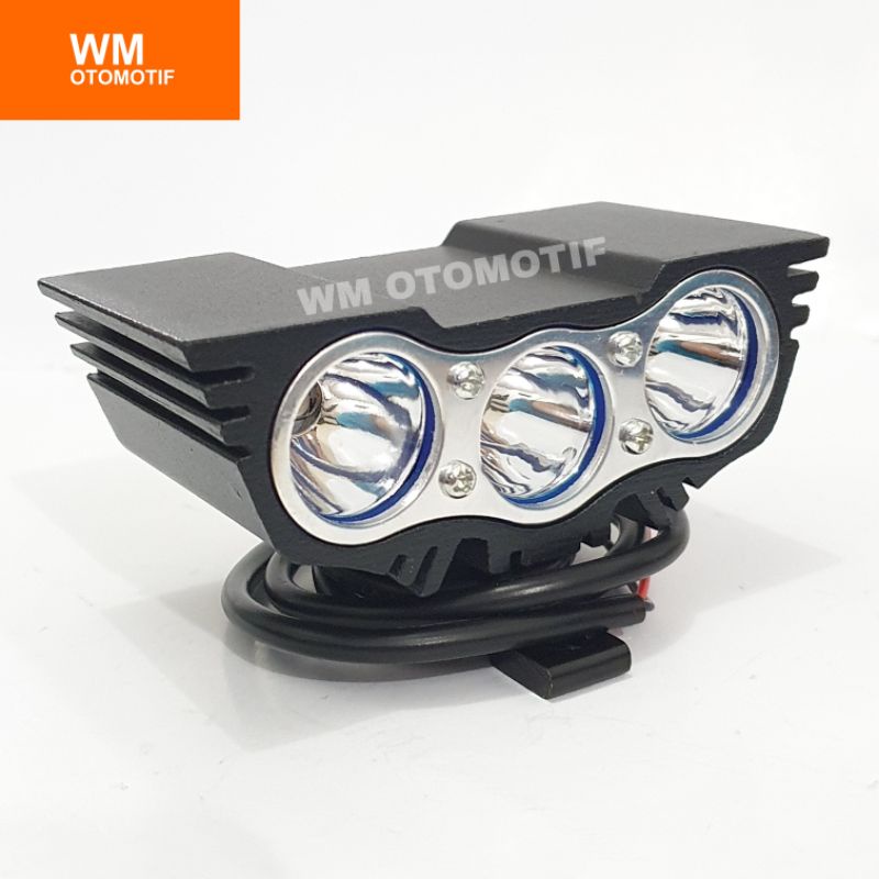 Lampu LED Tembak Sorot OWL 3 Mata Ultrafire Putih Kuning Bar Cree Motor Mobil Flash Kedip 24 Volt Truk Bus Tronton Fuso Canter CWL Lightbar Work Light Offroad Rx King