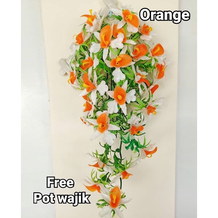 Bunga Rambat Anggrek Gantung Plastik Artificial Palsu/Bunga Rambat Tempel Hiasan Dinding/Dekorasi