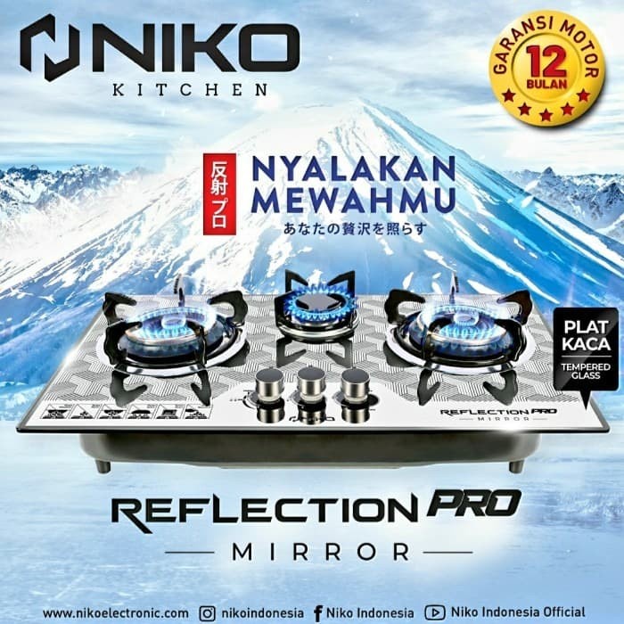 Niko Reflection Pro Mirror Kompor Gas Tanam 3 Tungku .Baru&amp;Bergaransi