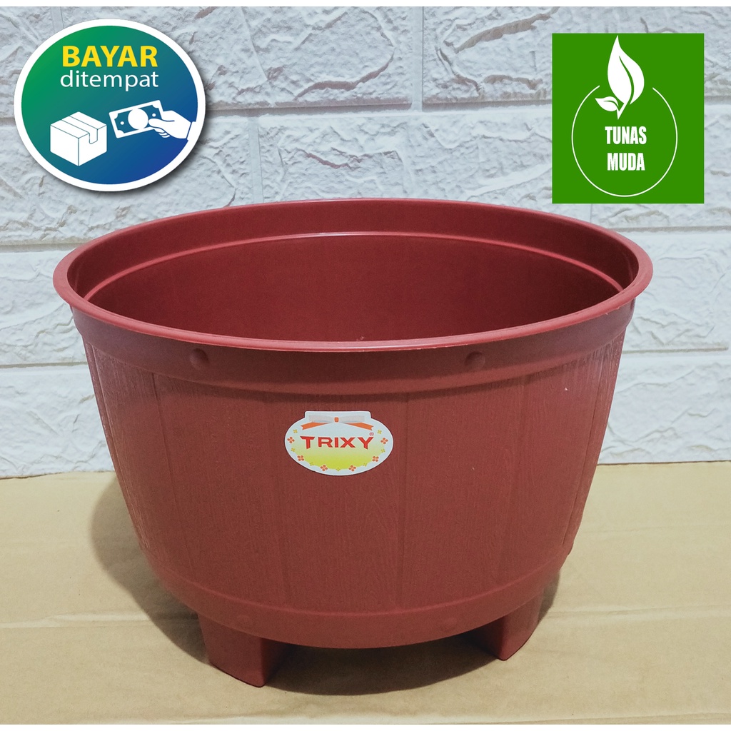 POT BUNGA PLASTIK TRIXY 27CM /POT BUNGA KAKI BESAR /POT BUNGA MURAH