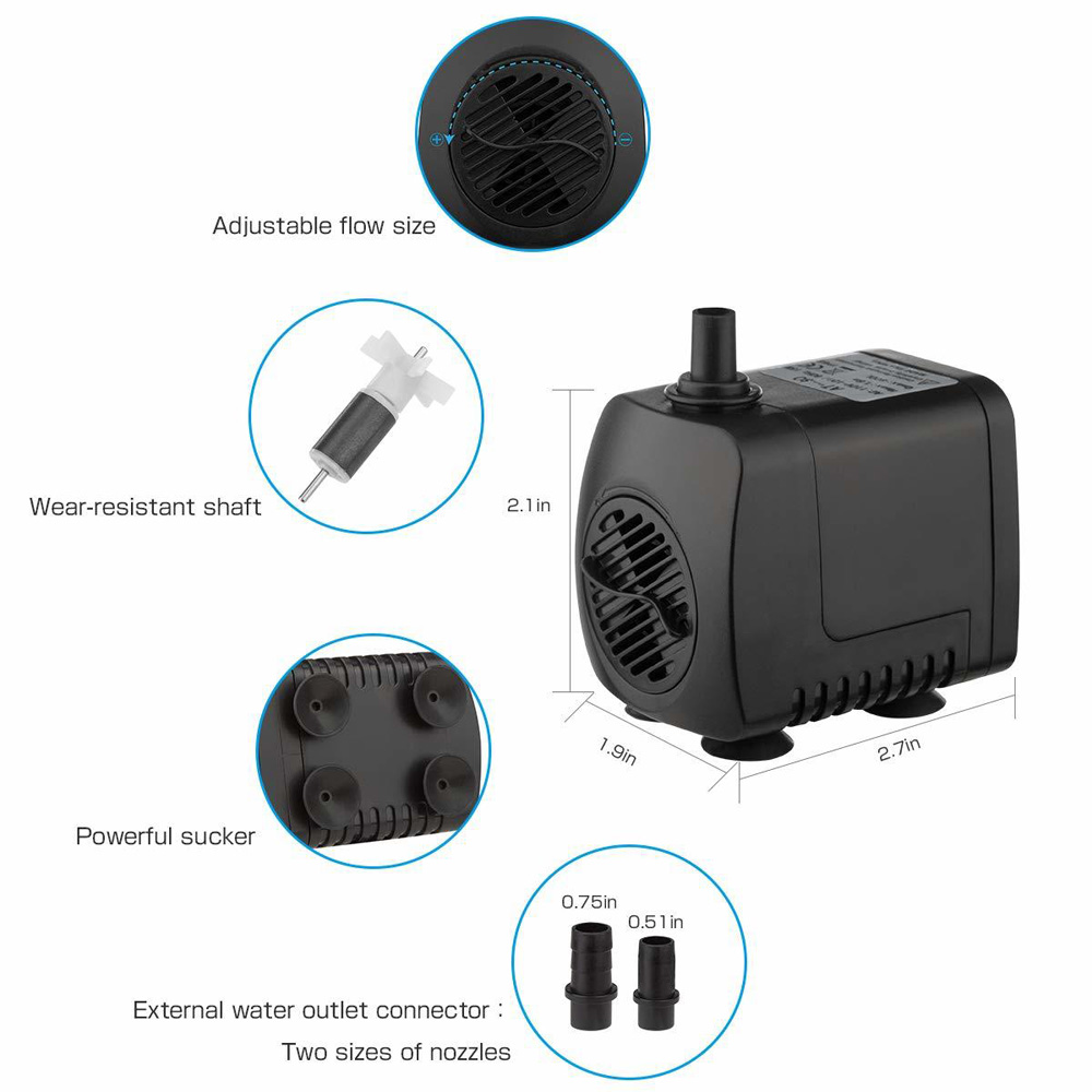 Pompa Filter Air Mancur Elektrik 800l / H Dengan 12 Lampu Led Untuk Akuarium / Kolam Ikan