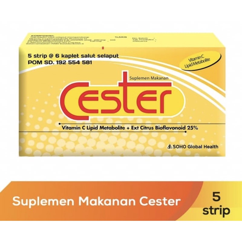 Cester vitamin C 30 tablet ( vitamin ester C tidak perih di lambung )