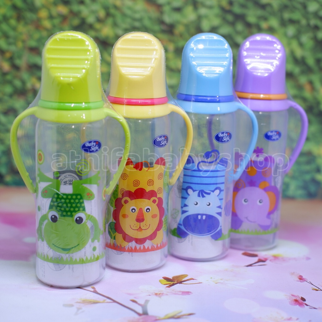 Baby Safe Feeding Bottle 250ml Botol Susu Bayi Baby Gagang  Pegangan Dot ASI Anak Karakter