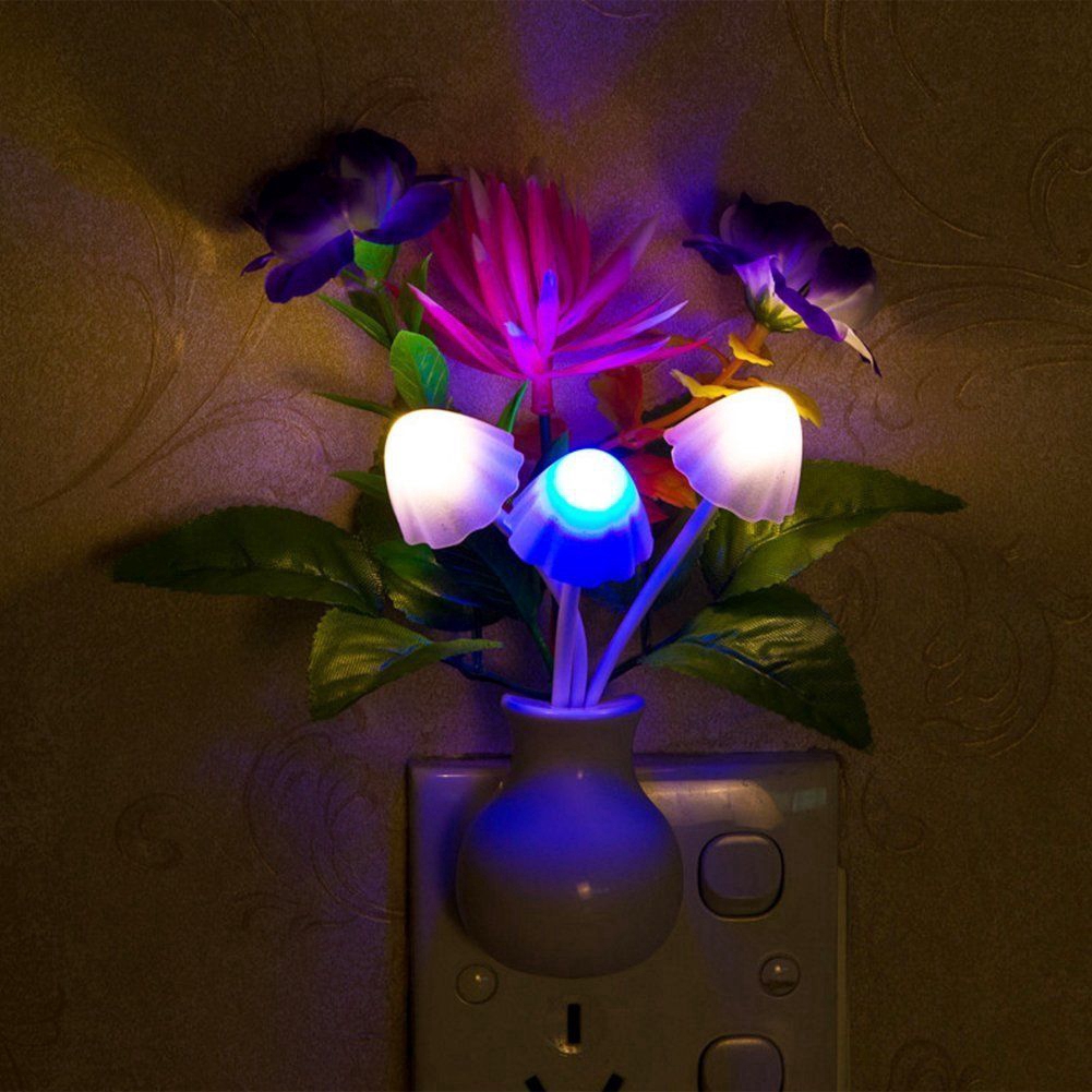 Lampu Malam LED Bentuk Jamur dengan 7 Warna Dapat Berubah untuk Dekorasi Dinding