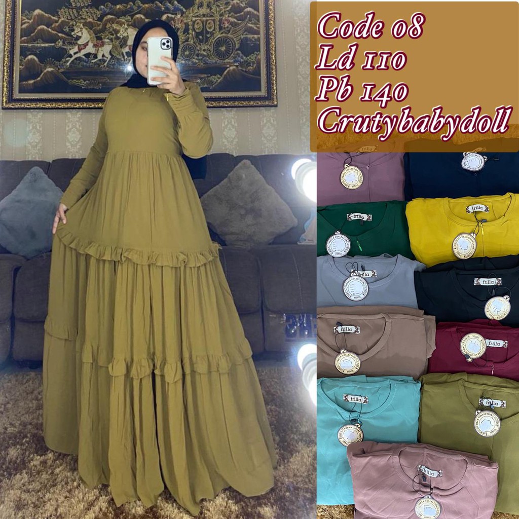 Gamis Ceruty Polos Rempel Gamis Premium Terbaru Gamis Syari Ceruty Baby Doll