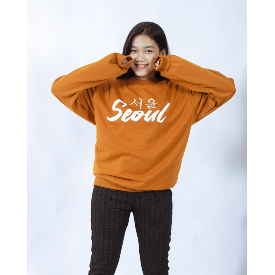 Promo Baju atasan wanita terbaru Sweater Wanita SEOUL Crewneck