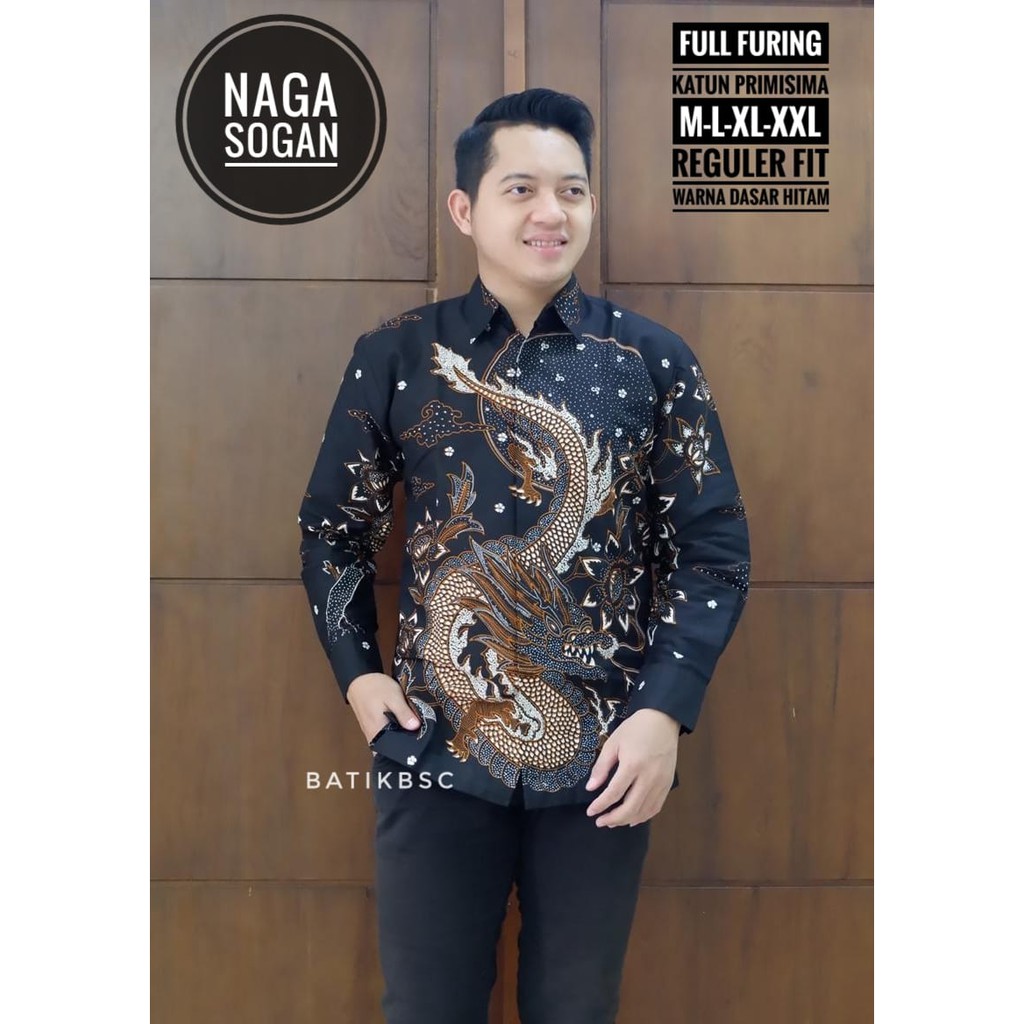 NAGA SOGAN Kemeja Batik Pria Lengan Panjang | Hem Batik Pria FULL FURING