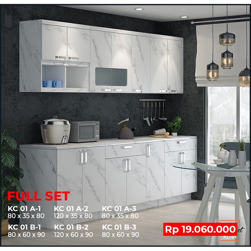 KITCHEN FULL SET LEMARI DAPUR SIANTANO MARBLE MODERN MINIMALIS