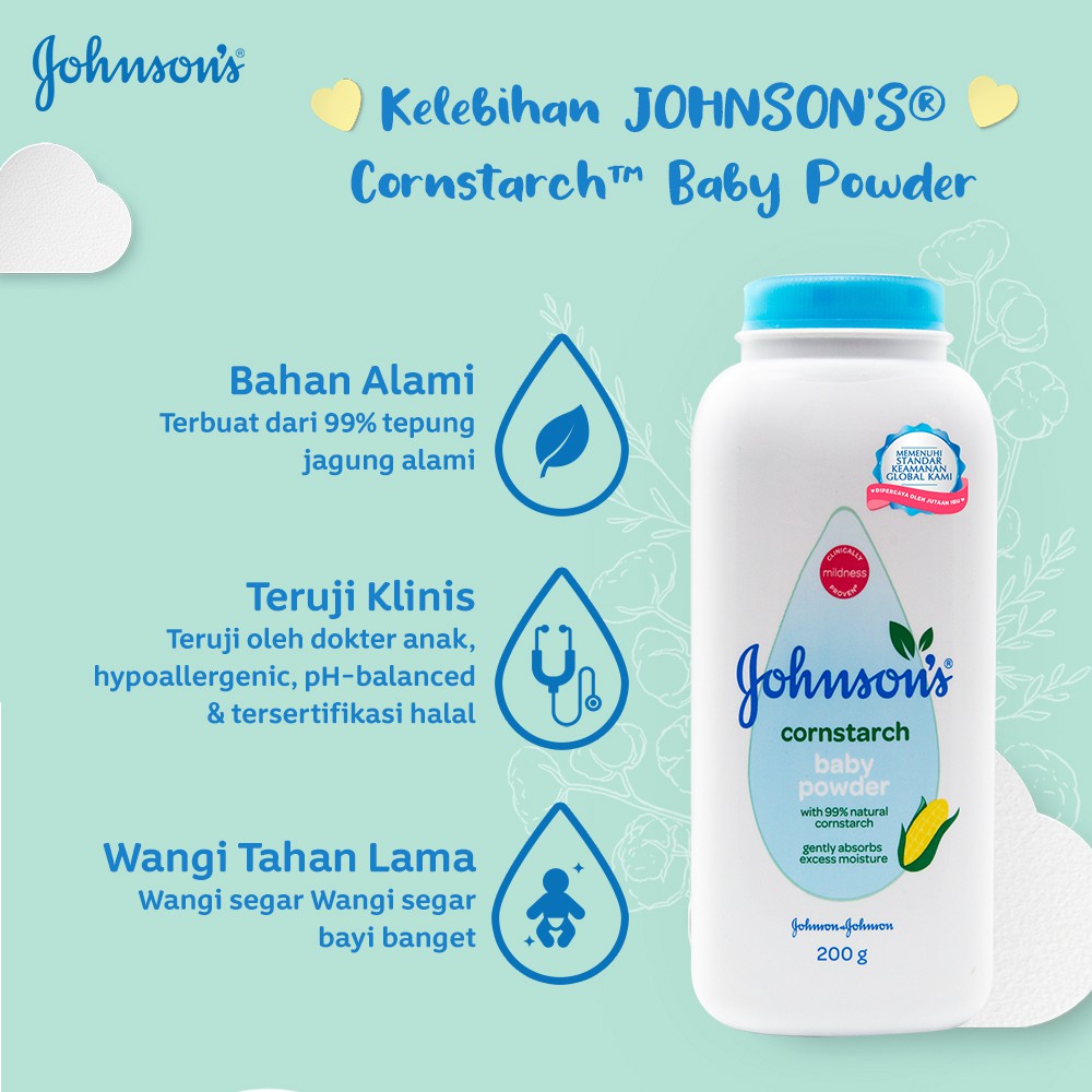 ☘️ CHAROZA ☘️ JOHNSONS / JOHNSON Blossoms / Milk + Rice / Bedtime / Reguler / Active Fresh / Cornstarch Baby Powder