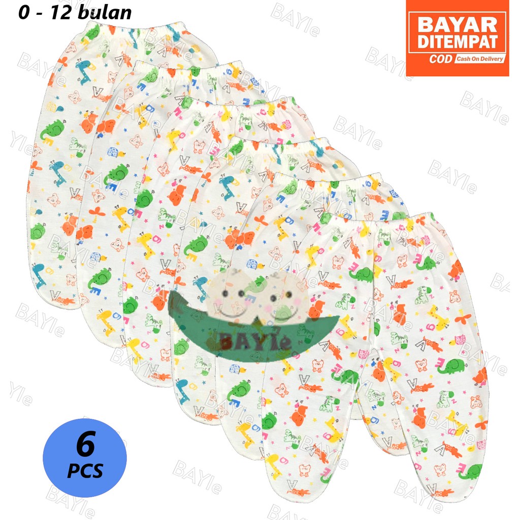 BAYIe - 6 Pcs Celana Panjang Bayi/Anak Buntu/Tutup MELODY umur 0-6 bulan/celana tidur bayi