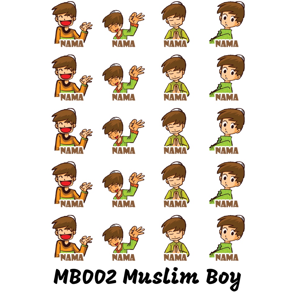

Sticker Nama Cutting Label Waterproof Tahan Air Muslim Boy 02 (MB002)