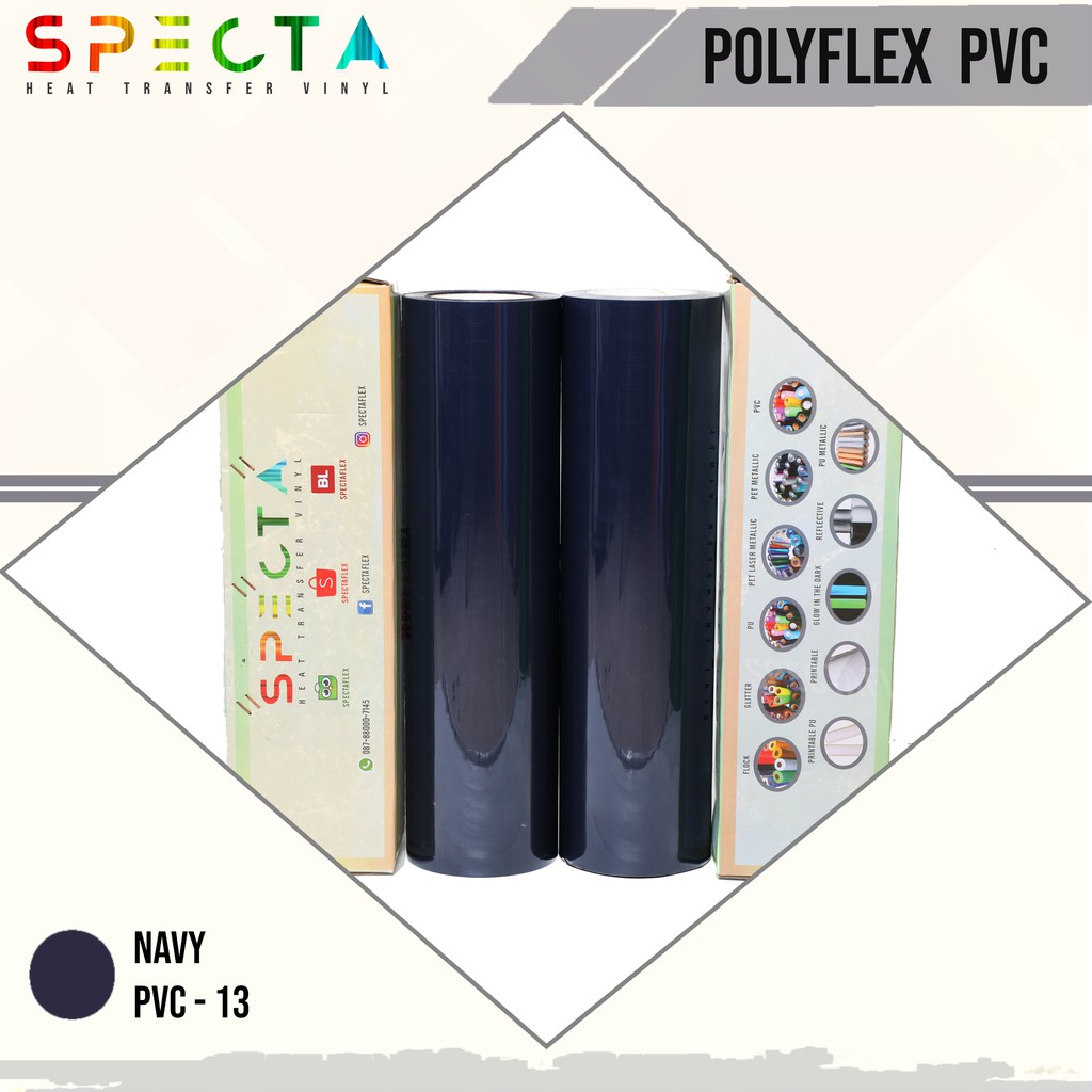 SPECTAFLEX POLYFLEX KOREA PVC-12 ROLL NAVY HTV VINYL - PVC HTV BIRU DONGKER