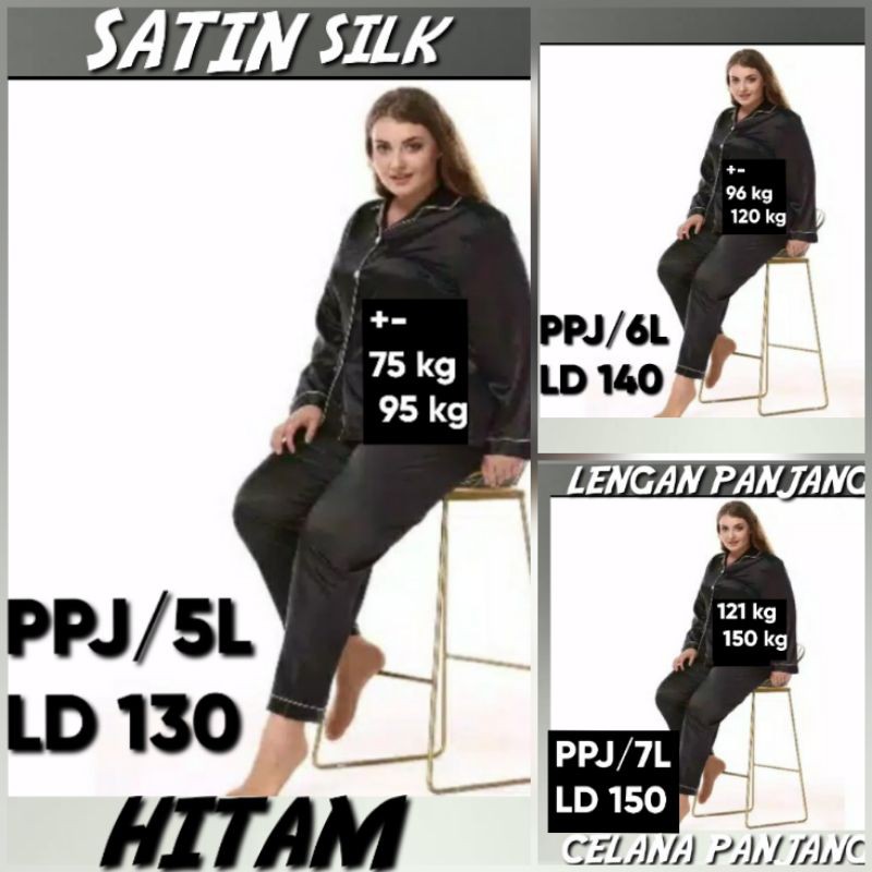 BAJU TIDUR WARNA HITAM/ABU/PIYAMA COUPLE SETELAN SATIN POLOS