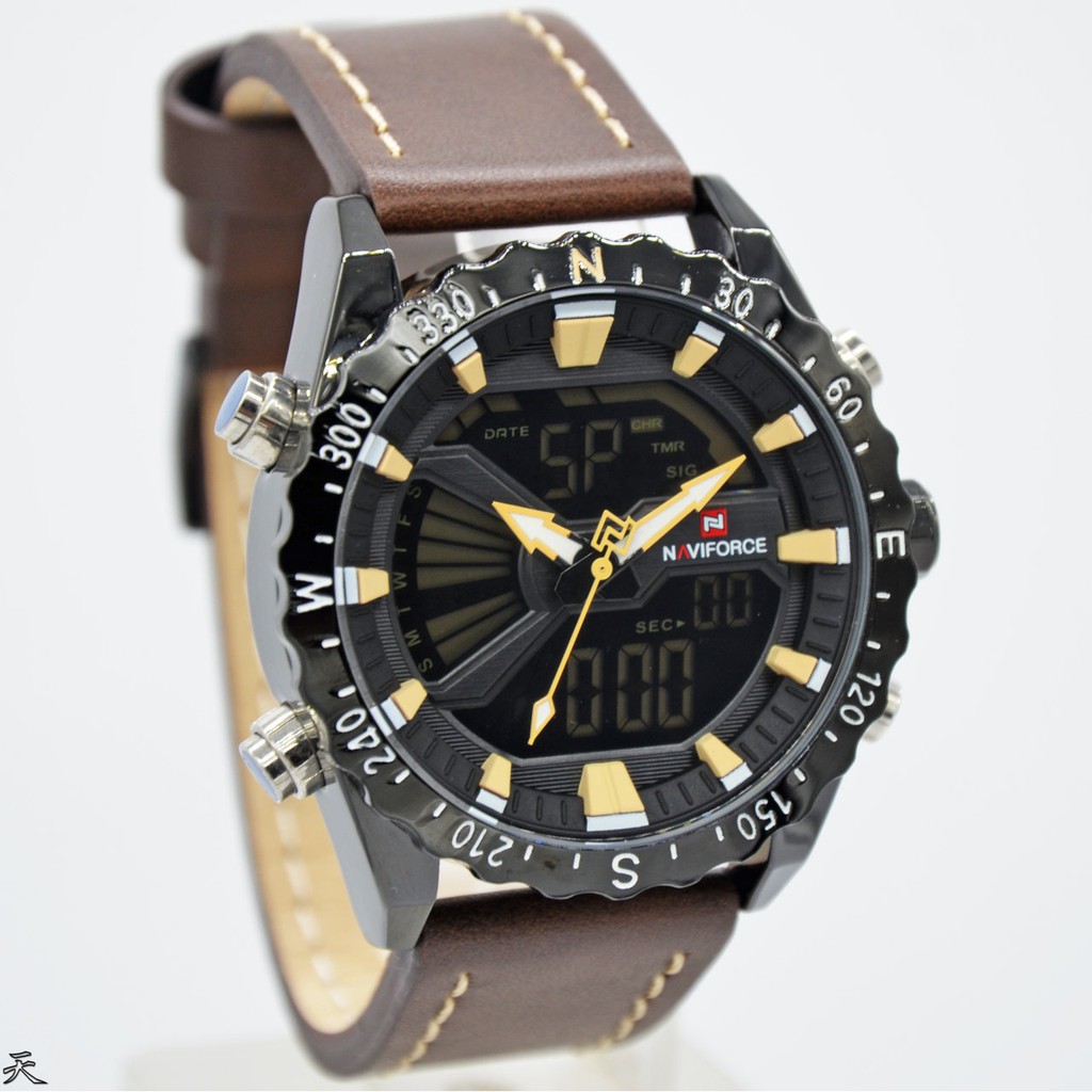 Jam Tangan Pria Naviforce Original NF 9136 MB  Tali Kulit