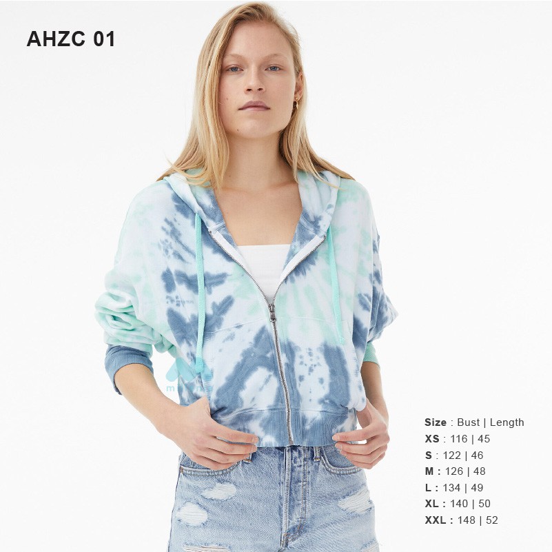 Hoodie Wanita- Oversize Tie dye Full Zipper Crop [AHZC 01]-6