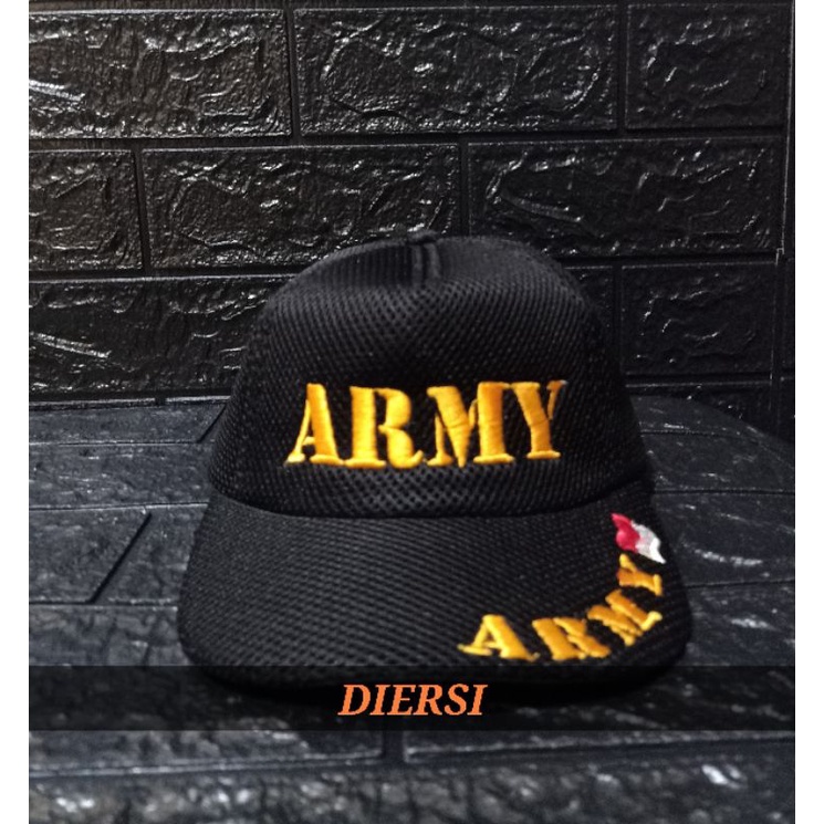 DIERSI STORE TOPI DOUBLE MESH BORDIR ARMY/TOPI ARMY BORIR/TOPI TENTARA