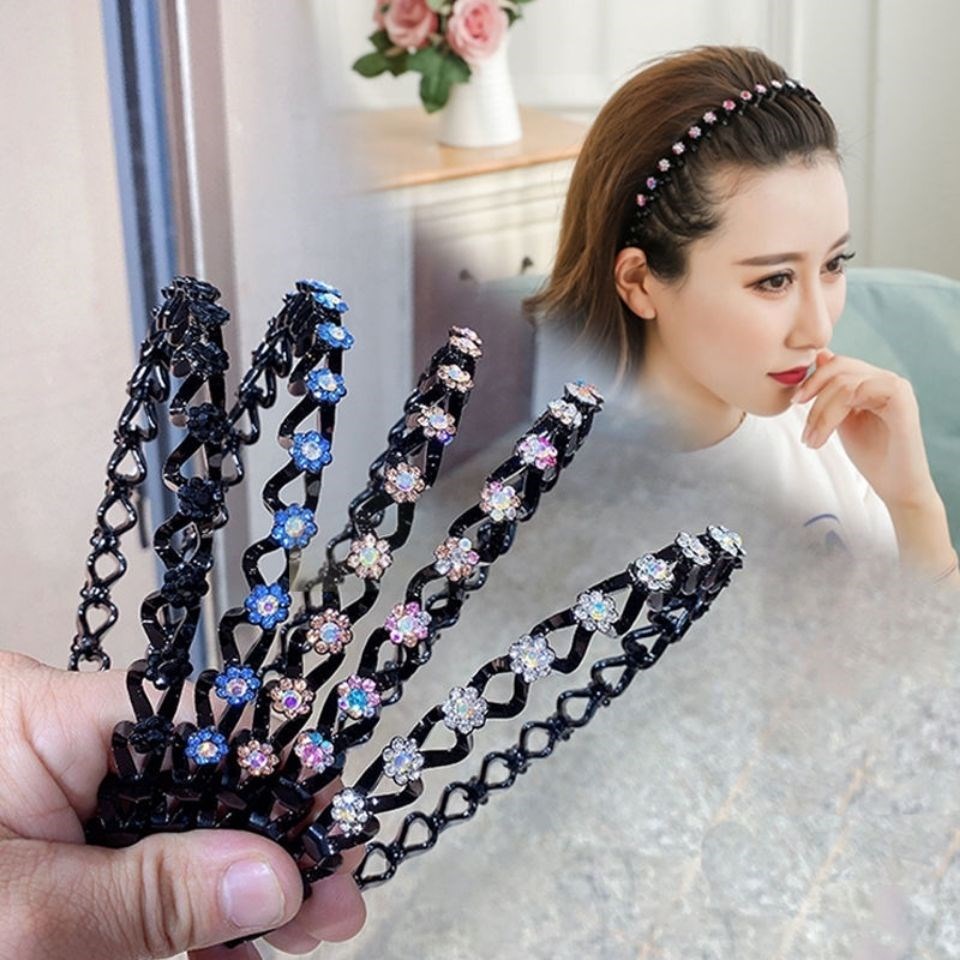 Korean Wave Rhinestone Flower Headband Thin Fashion Crystal Non-slip Face Wash Hair Band for Women Hair Accessories