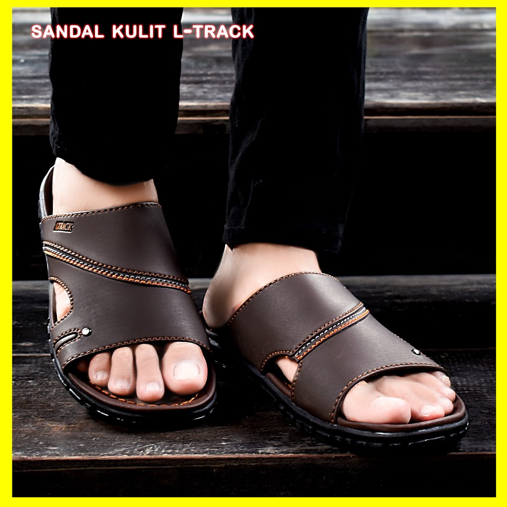 L-TRACK Sandal pria model japit size 39-43 bahan sol pvc non slip upper kulit sintetis