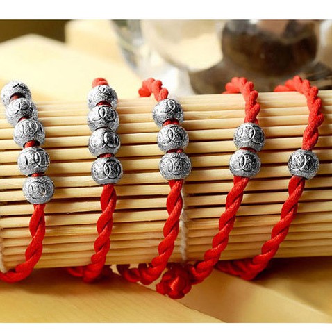 925 Perak Gelang Tali Merah Rajutan Sabuk Fashion Wanita Perhiasan