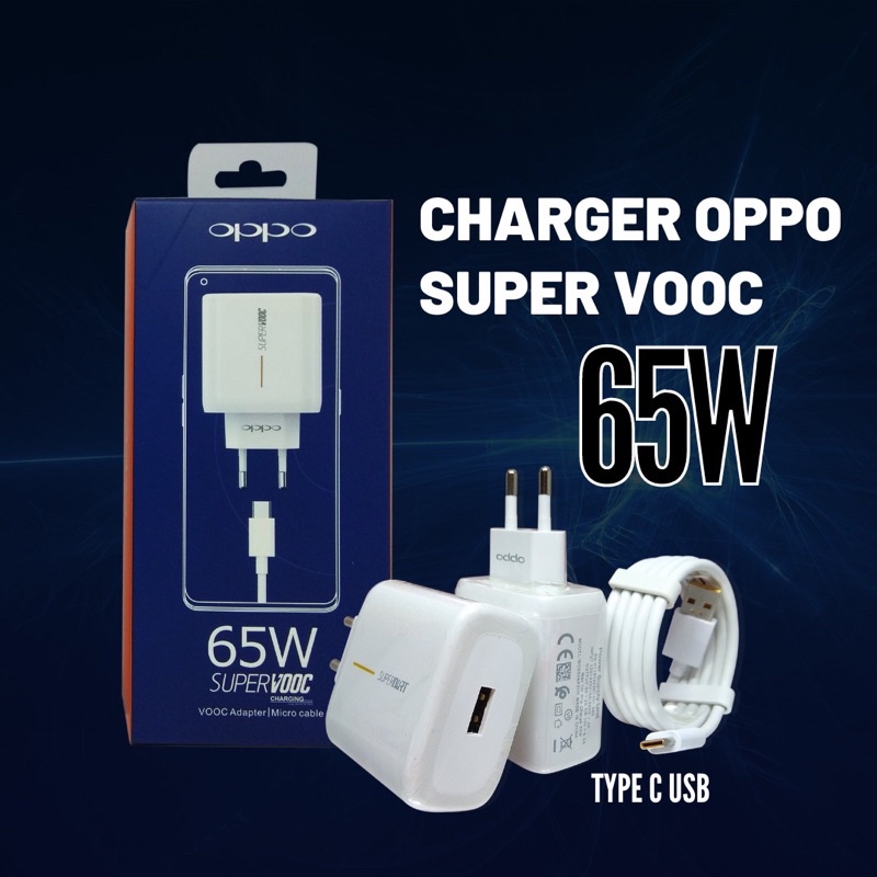 [NEW] Charger Oppo 65W Super Vooc Original 100% Tipe C Fast Charging