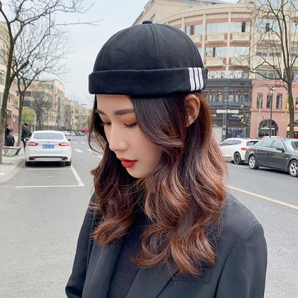 topi budak Sailor Cap Brimless cap topi lelaki  Vintage Melon Cap Pure Cotton Unisex Beanie Hat Skullcap Multiple Colours the capal cap