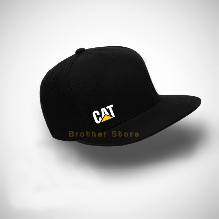 Topi Snapback  Cat Logo Little  White Yellow - Maroon Premium