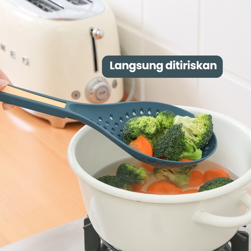 Dejavu Saringan Mie Sendok Plastik Lubang Saringan Peralatan Masak Dapur Centong Spatula Sutil Penyaring Tahan Panas HLS311-1