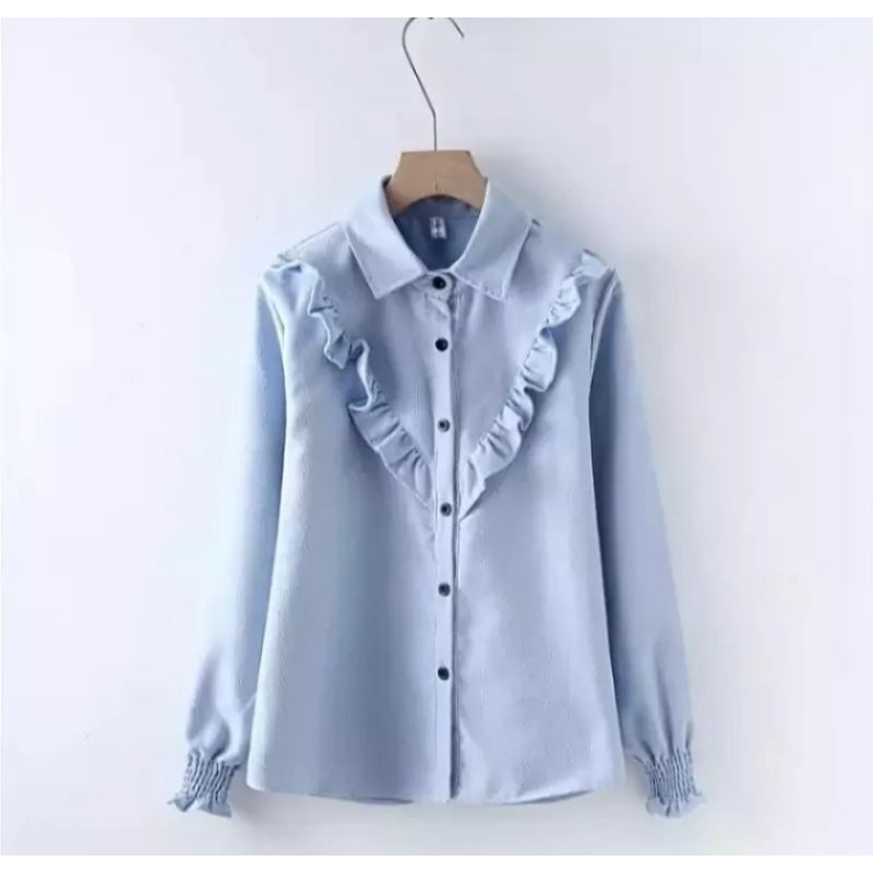 MELLIN BLOUSE// ATASAN KEMEJA RUFFLE TERBARU// ATASAN WANITA KOREAN STYLE// ATASAN MURAH// ATASAN SIMPLE BISA BAYAR DITEMPAT