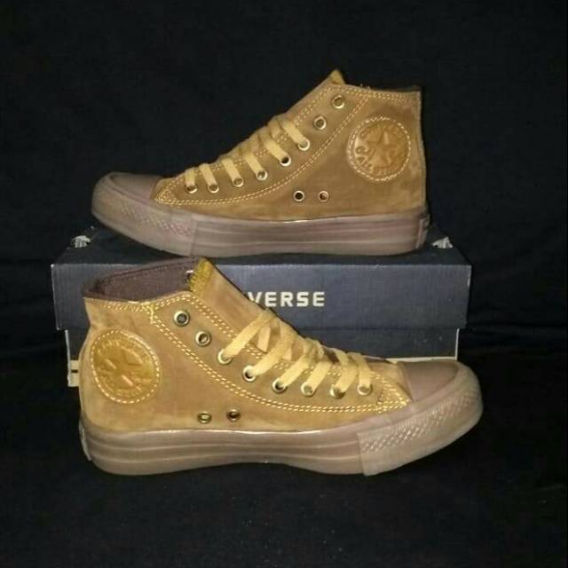 Sepatu converse high brown leather gum