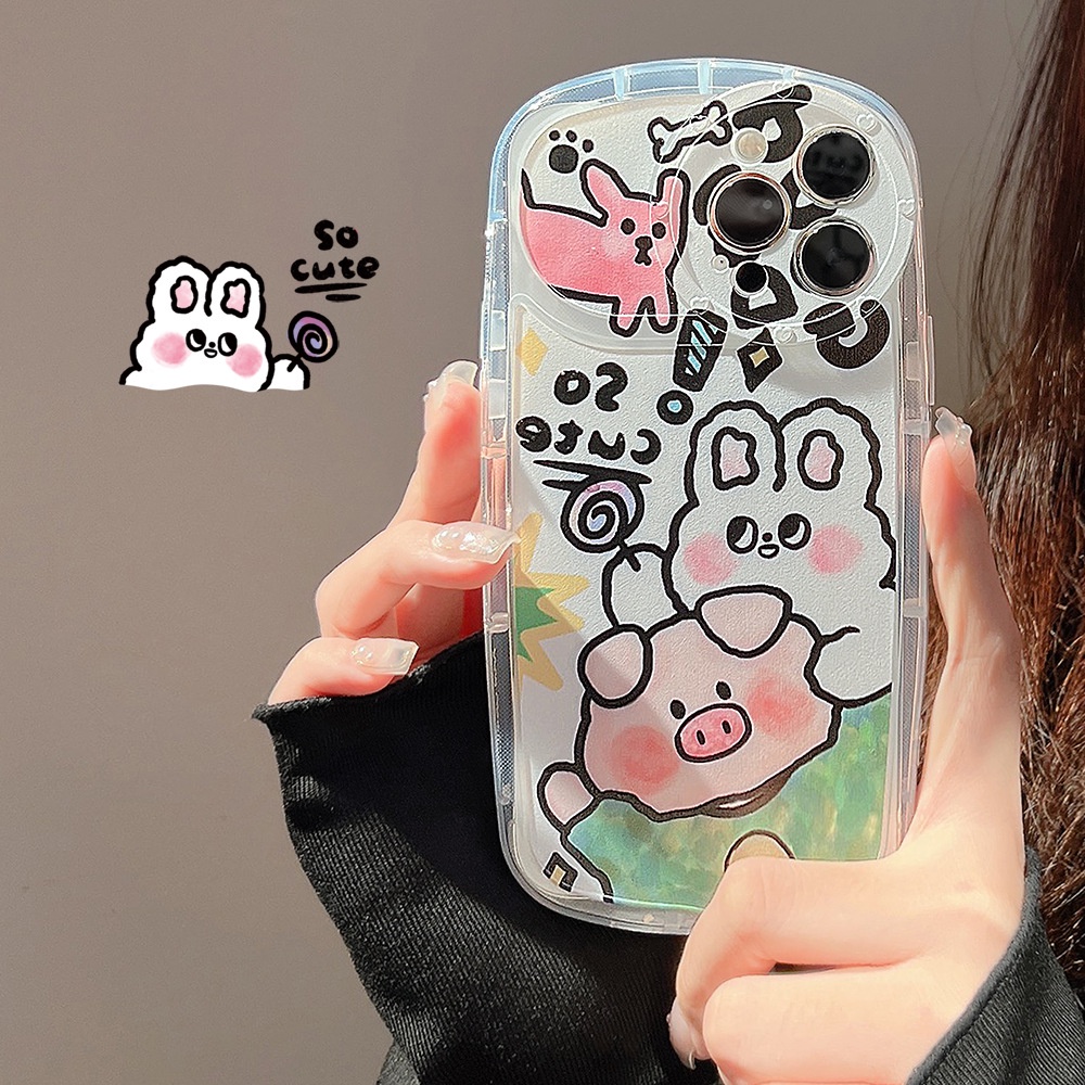 Case Pelindung Bahan Silikon Motif Kartun Babi Untuk Iphone 14 11 12 13 PRO MAX