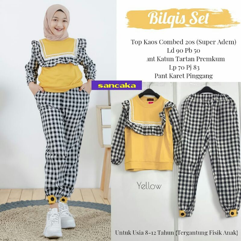 COD | BILQIS SET BY SANCAKA | SETELAN ANAK USIA 8-12THN | SETELAN ANAK ORI BAHAN KAOS COMBED