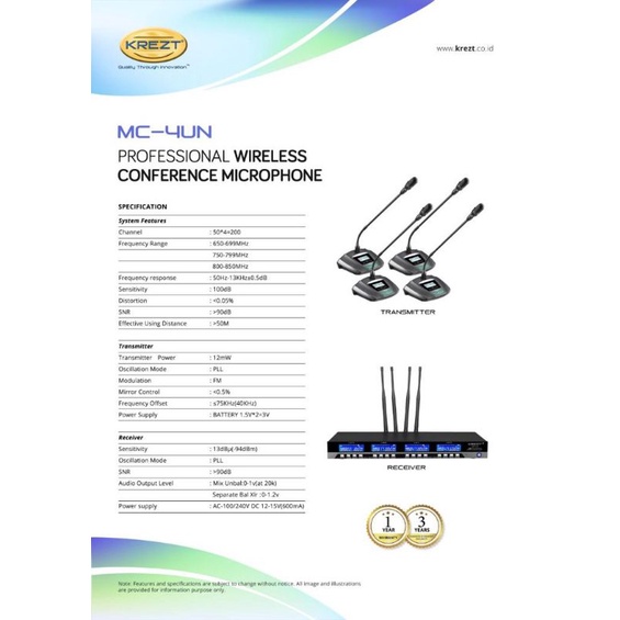 Mic Wireless Krezt MC - 4 UN ( Mic Podium Conferen ) ORIGINAL