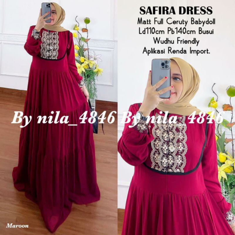 SAFIRA DRESS/MAXI DRESS RENDA DADA/DRESS WANITA KEKINIAN/MAXI DRESS TRENDY/DRESS MURAH SURABAYA