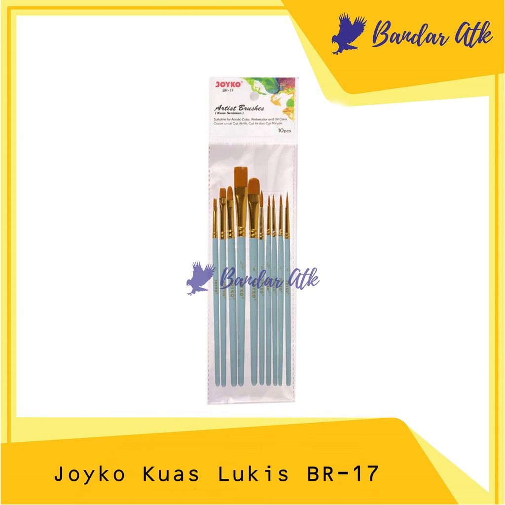 

JOYKO Brush BR-17 Kuas Lukis Cat Air Acrylic Isi 10 Pcs [1 SET]
