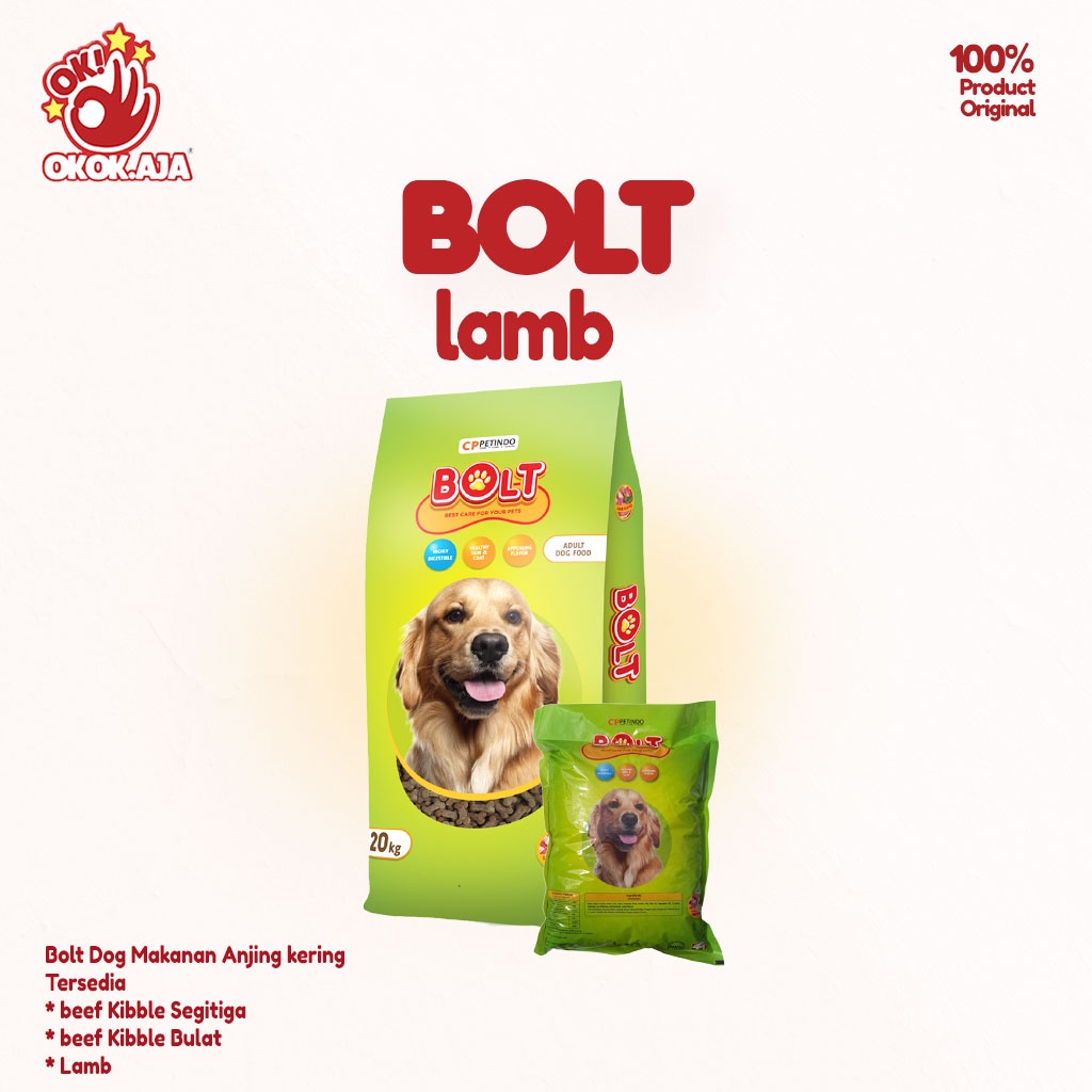 Makanan anjing kering premium murah BOLT DOG kemasan 1kg nett