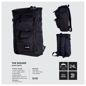 Tas Ransel Daypack Laptop Murah Gaya - Ravre The Wizard Black Matte