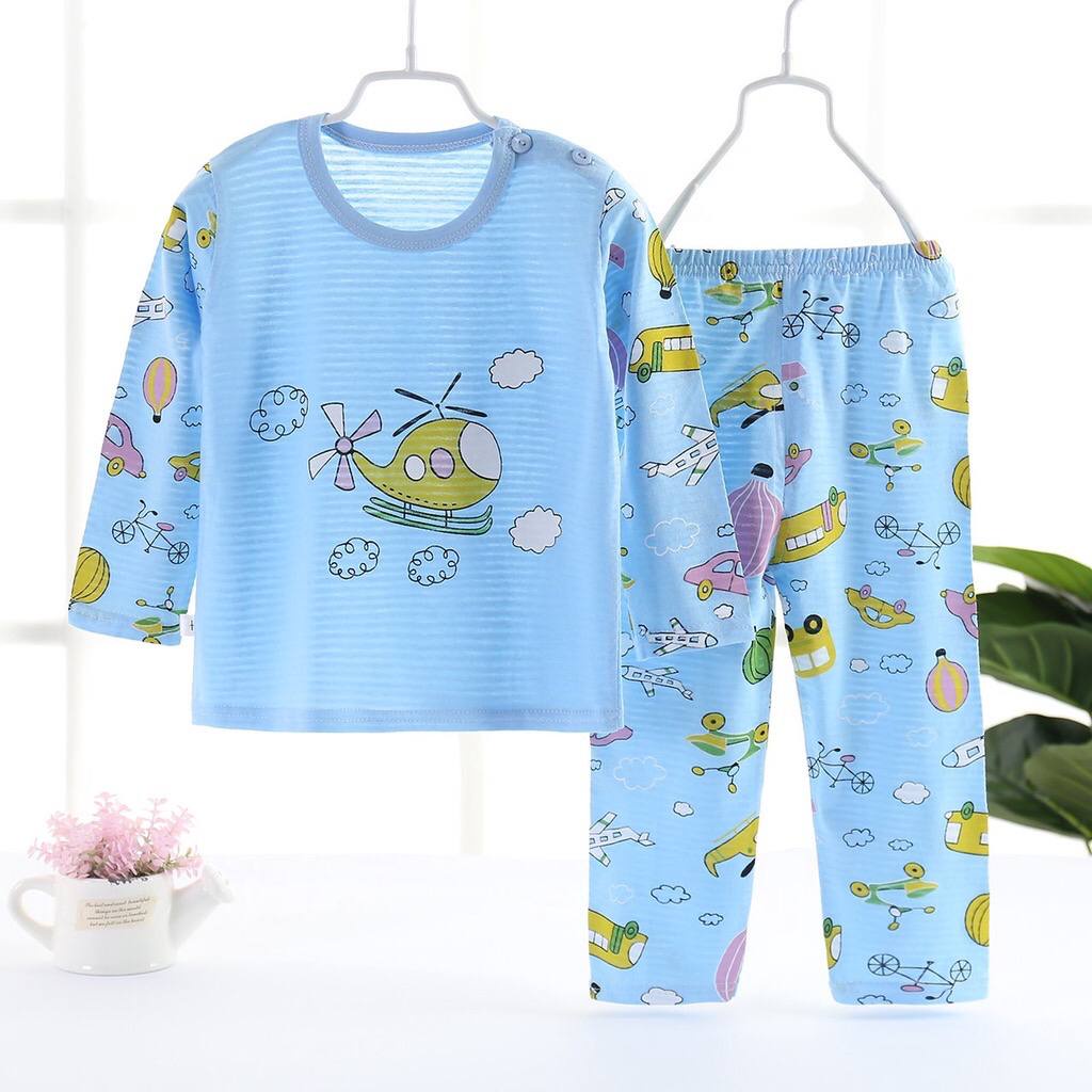 LIN9100 - Setelan Piyama Panjang Anak Bayi / Balita Karakter Lucu bahan katun