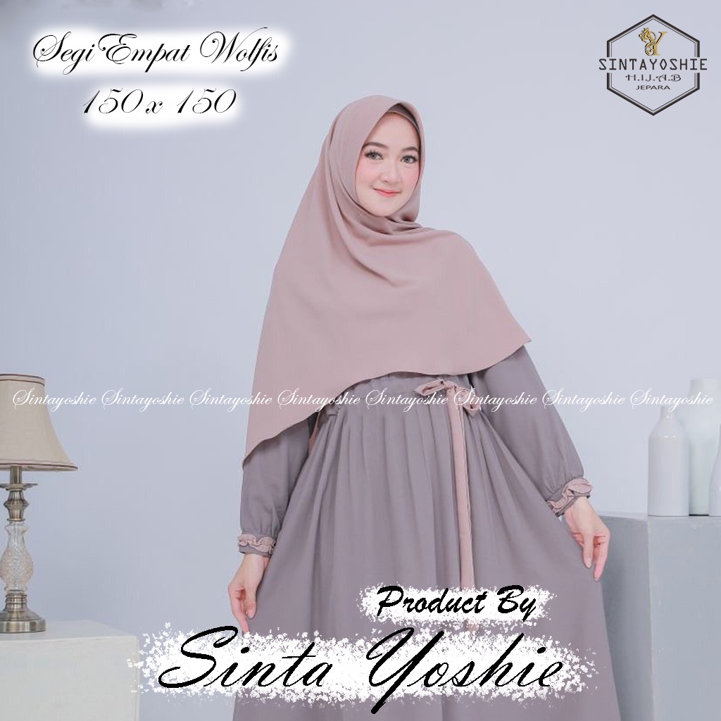 Jilbab Segi empat Wolfis 115, 130 dan 150 Jilbab Segiempat Wolfis Segi 4 Wolfis Jumbo Premium