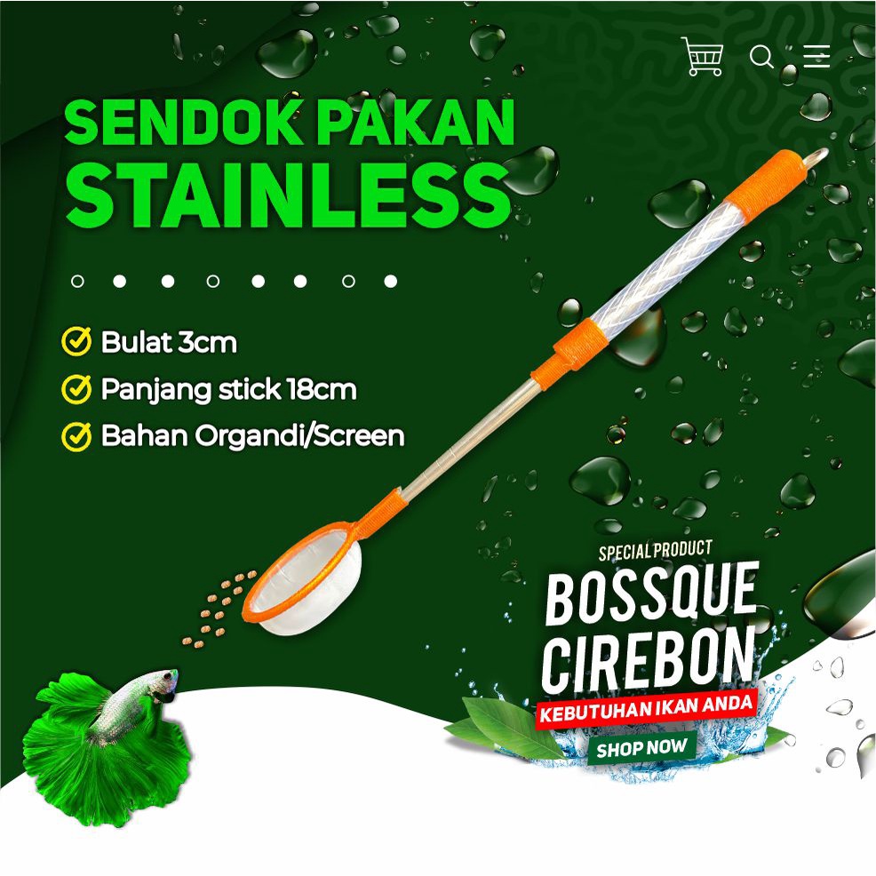 Serokan Stainless Sendok Pakan Seser Saringan Sauk Ikan Hias Cupang Gupy Jentik Kutu Air Artemia